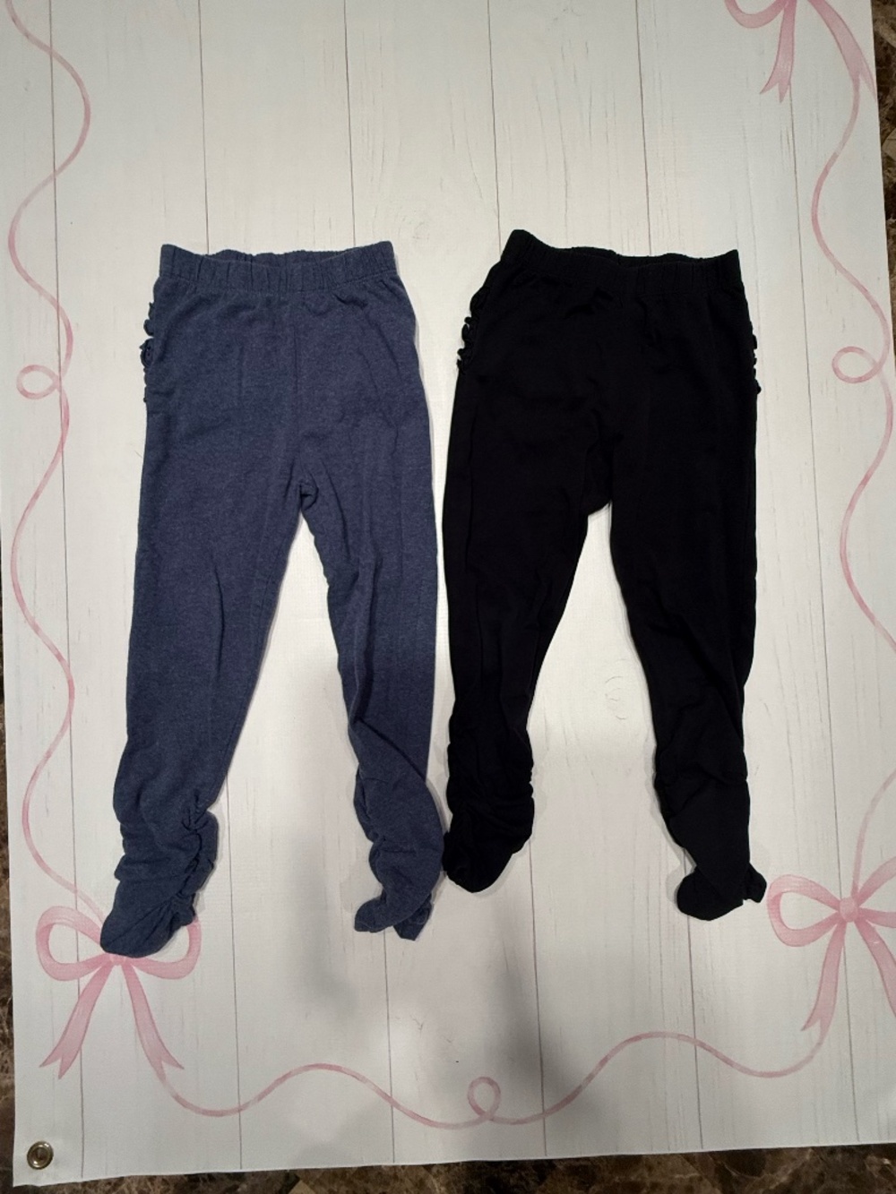 RuffleButts Set of 2 Leggings with ruched ankle detail Size 4T